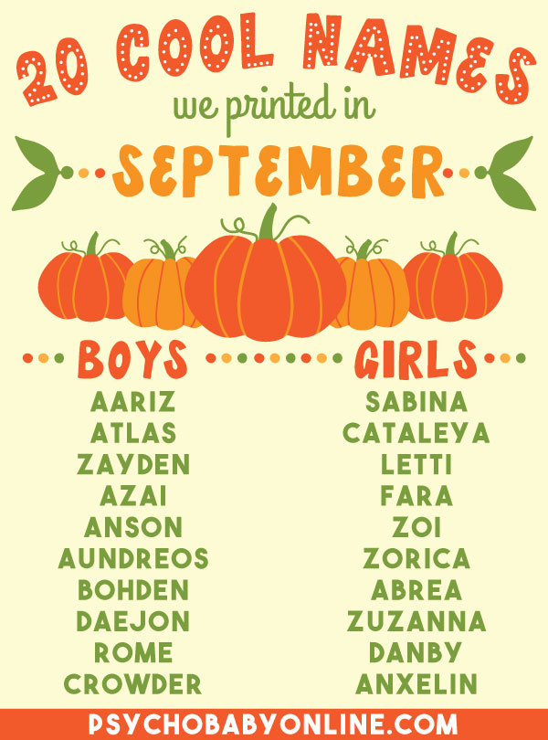 Unique Baby Names from September