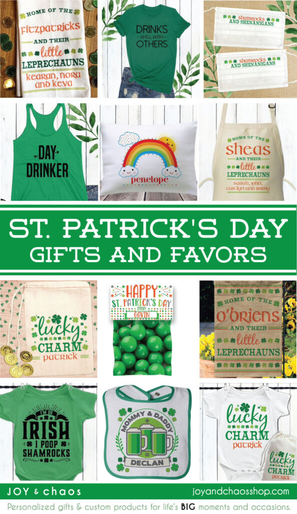 Personalized St. Patrick's Day Masks, Shirts, Baby Gifts, Home Decor & More from Joy & Chaos